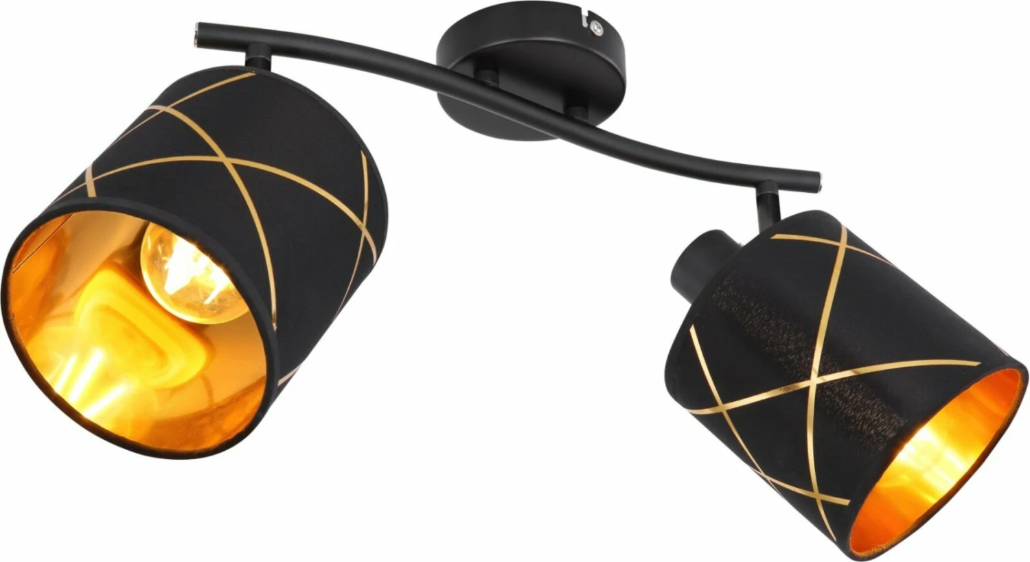 Deckenstrahler - schwarz matt - goldfarben - 2-flammig