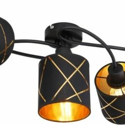 Deckenstrahler - schwarz matt - goldfarben - Metall