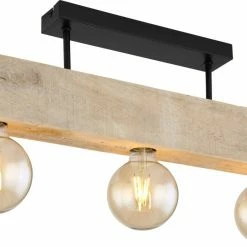 Deckenlampe - schwarz matt - dunkelbraun - Holz-Metall