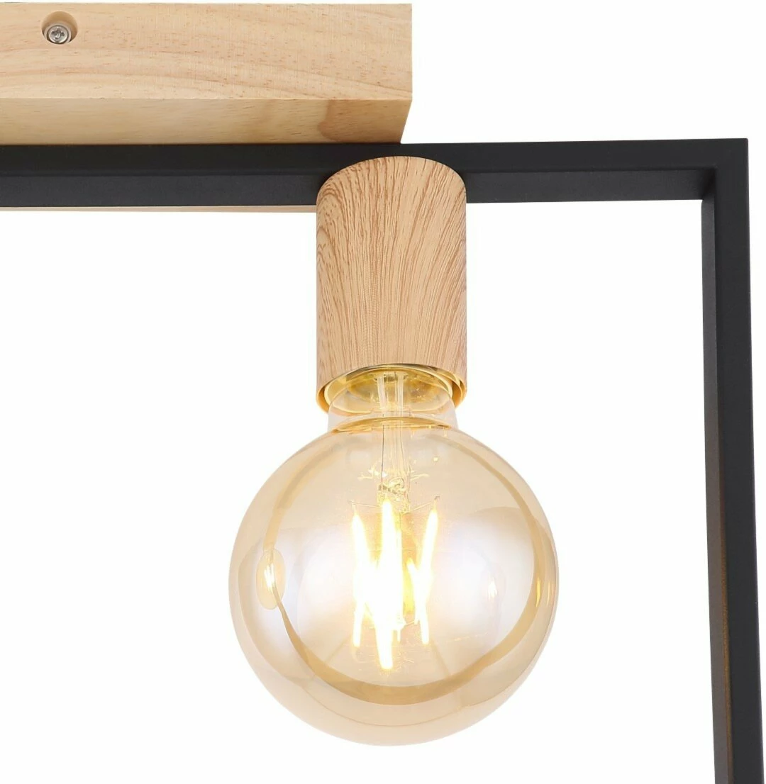 Deckenlampe - schwarz-braun - Metall-Holz - 40 cm – Bild 3