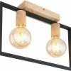 Deckenlampe - schwarz-braun - Metall-Holz - 40 cm