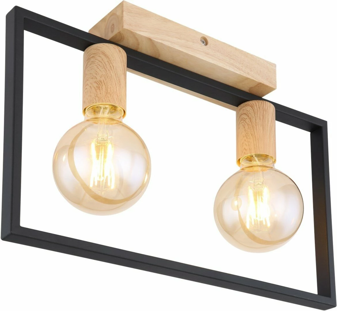 Deckenlampe - schwarz-braun - Metall-Holz - 40 cm