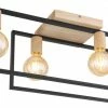 Deckenlampe - schwarz-braun - Metall-Holz - 80 cm