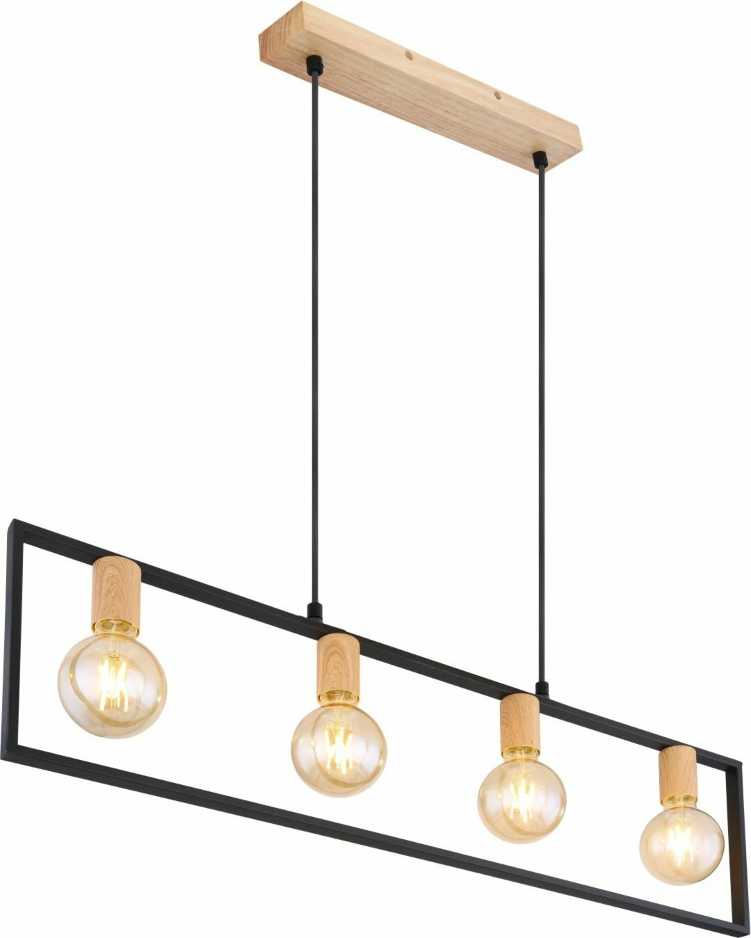 Pendelleuchte - schwarz-braun - Metall-Holz - 90 cm