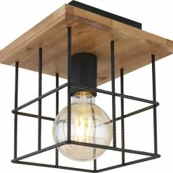 Deckenleuchte - schwarz-naturfarben - 1-flammig