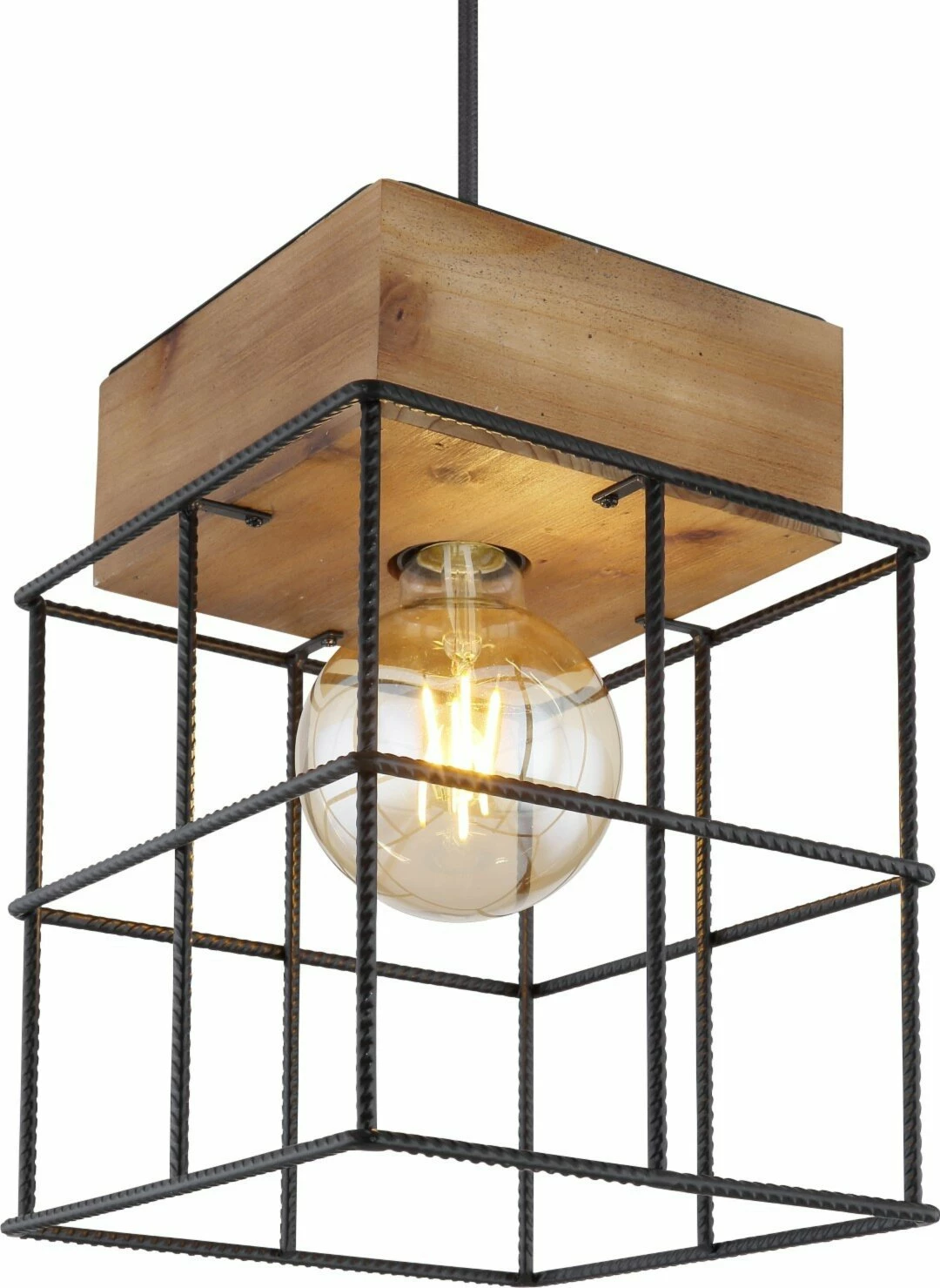 Pendelleuchte - schwarz-natur - Metall-Holz – Bild 3