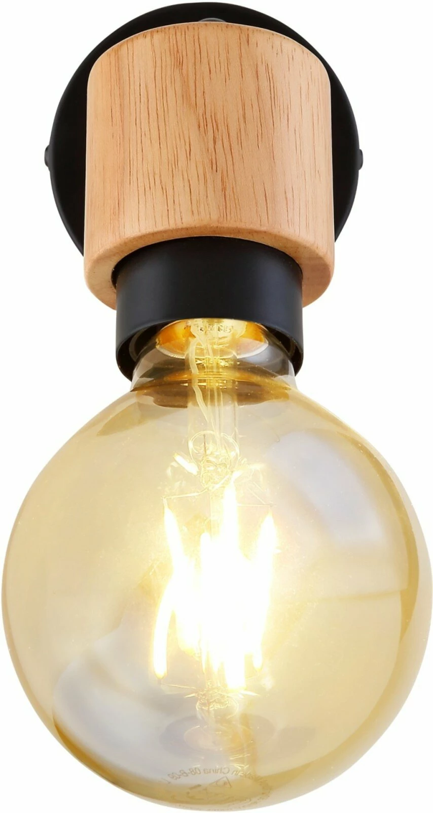 Wandstrahler - schwarz matt - holzfarben - Metall-Holz – Bild 3