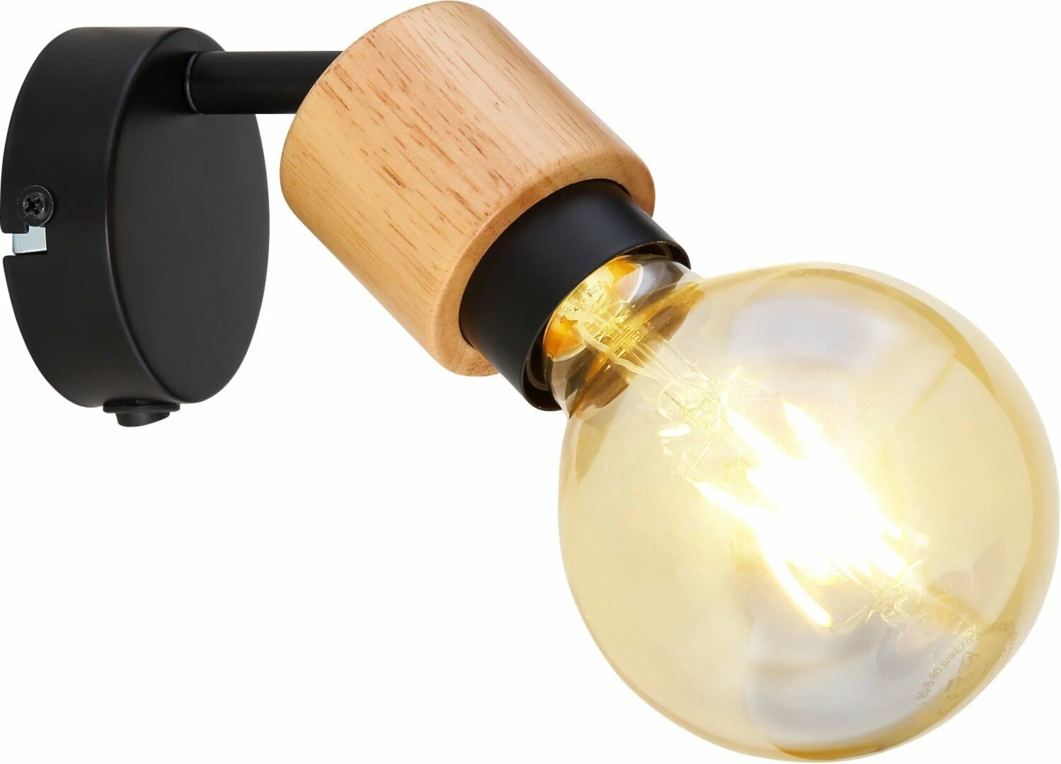 Wandstrahler - schwarz matt - holzfarben - Metall-Holz