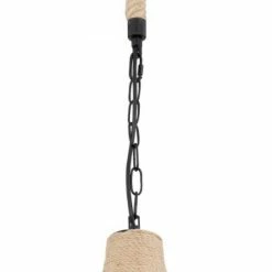 Pendelleuchte - schwarz matt - braun - Hanfseil - 135 cm