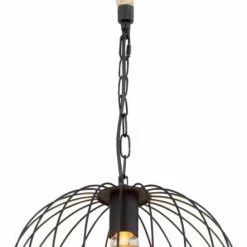 Pendelleuchte - schwarz matt - braun - Hanfseil - 140 cm