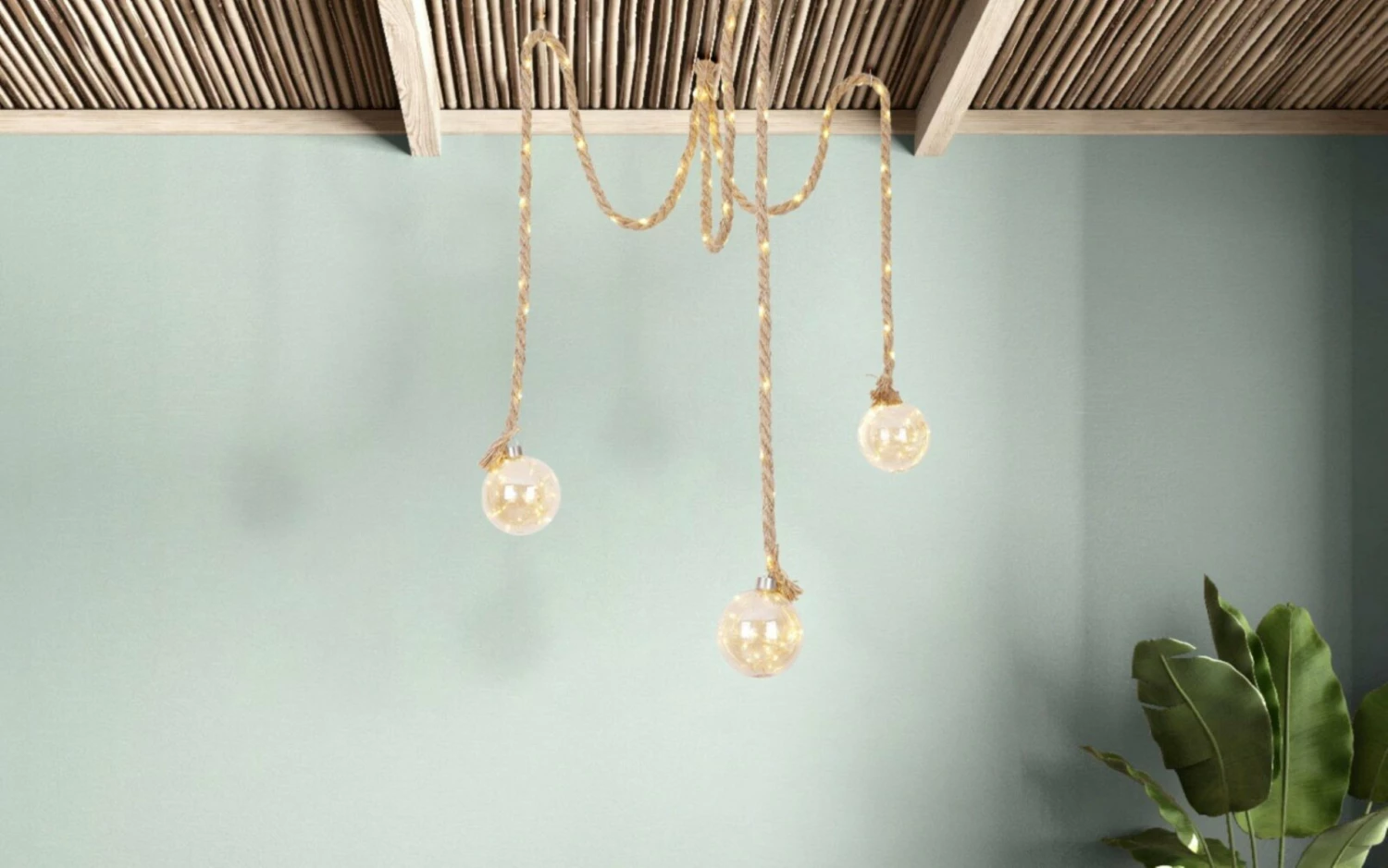 LED-Dekoleuchte - Hanfseil - 3-flammig – Bild 2