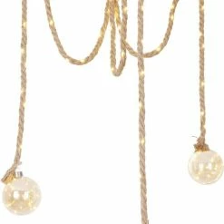 LED-Dekoleuchte - Hanfseil - 3-flammig