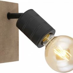 Wandstrahler - dunkelbraun-schwarz matt - Holz-Metall