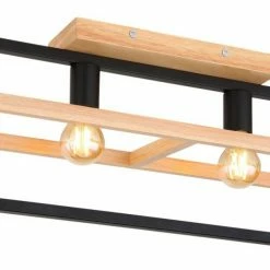 Deckenlampe - schwarz-braun - Holz - 98 cm breit