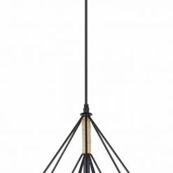 Pendelleuchte - schwarz-braun - Hanfseil - 150 cm hoch