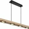 LED-Pendelleuchte - schwarz matt-natur - 3 Lichtstufen