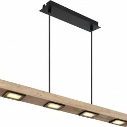 LED-Pendelleuchte - schwarz matt-natur - 3 Lichtstufen