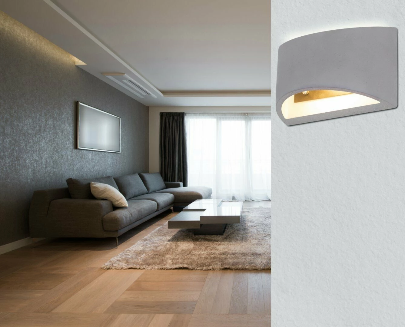 Wandleuchte - grau - Beton - 20 cm breit – Bild 2