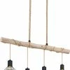 Pendelleuchte - schwarz-naturfarben - 4-flammig