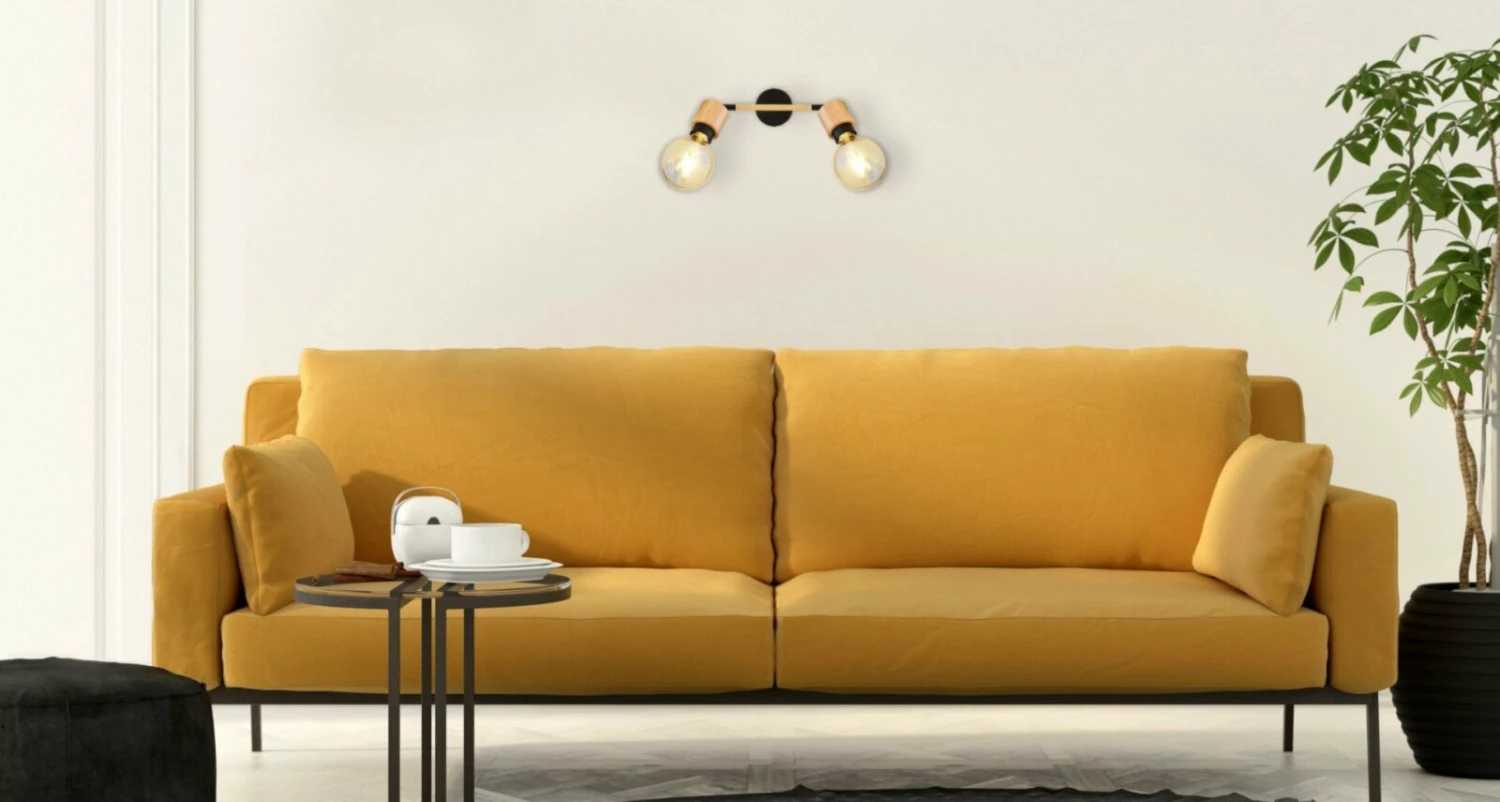 Strahler - schwarz matt - holzfarben - Metall-Holz – Bild 2