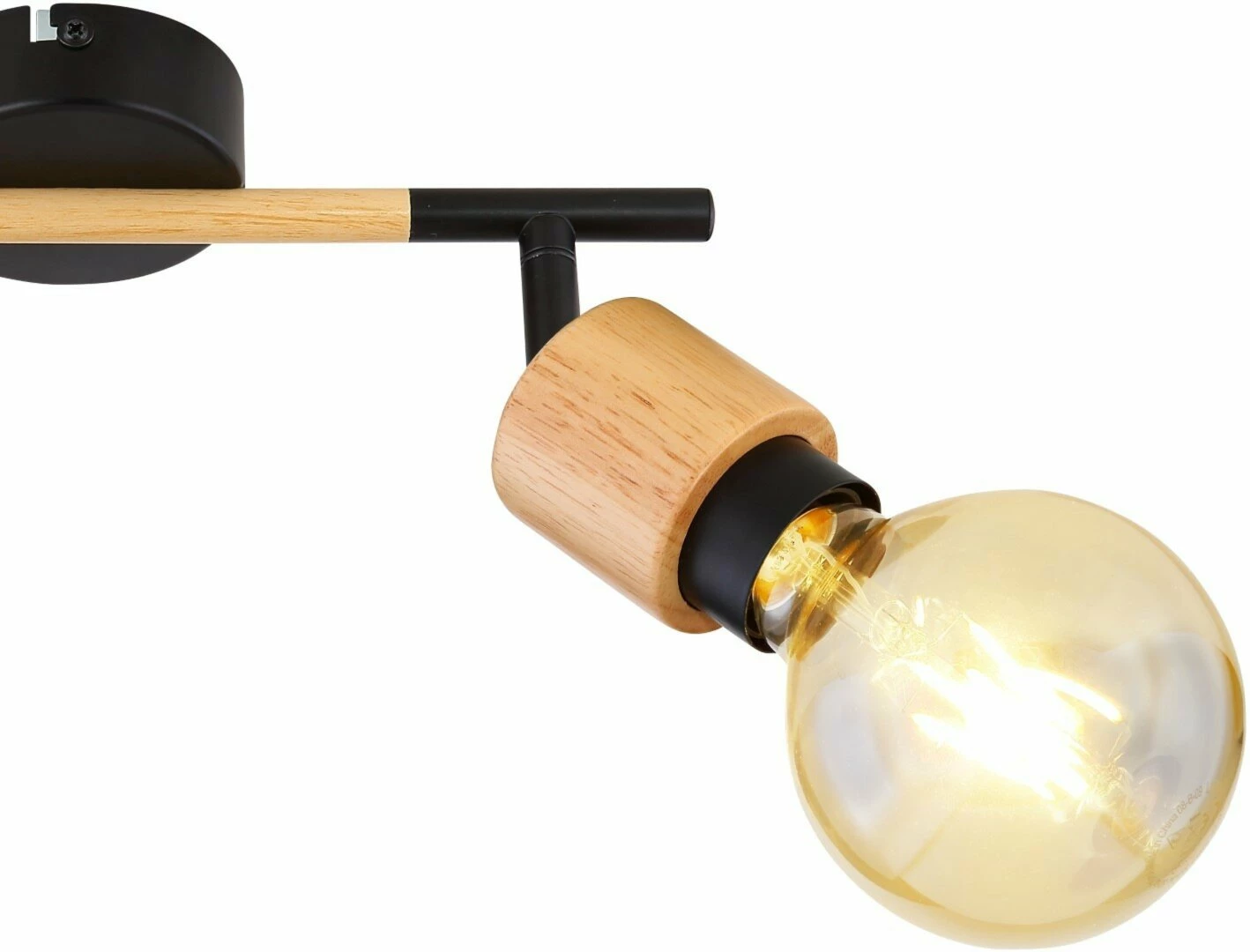 Strahler - schwarz matt - holzfarben - Metall-Holz – Bild 3