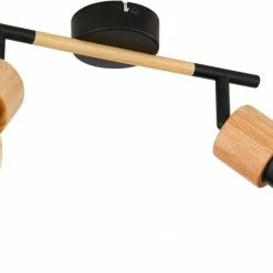 Strahler - schwarz matt - holzfarben - Metall-Holz
