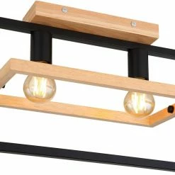 Deckenleuchte - schwarz matt - Holz-Metall - beweglich