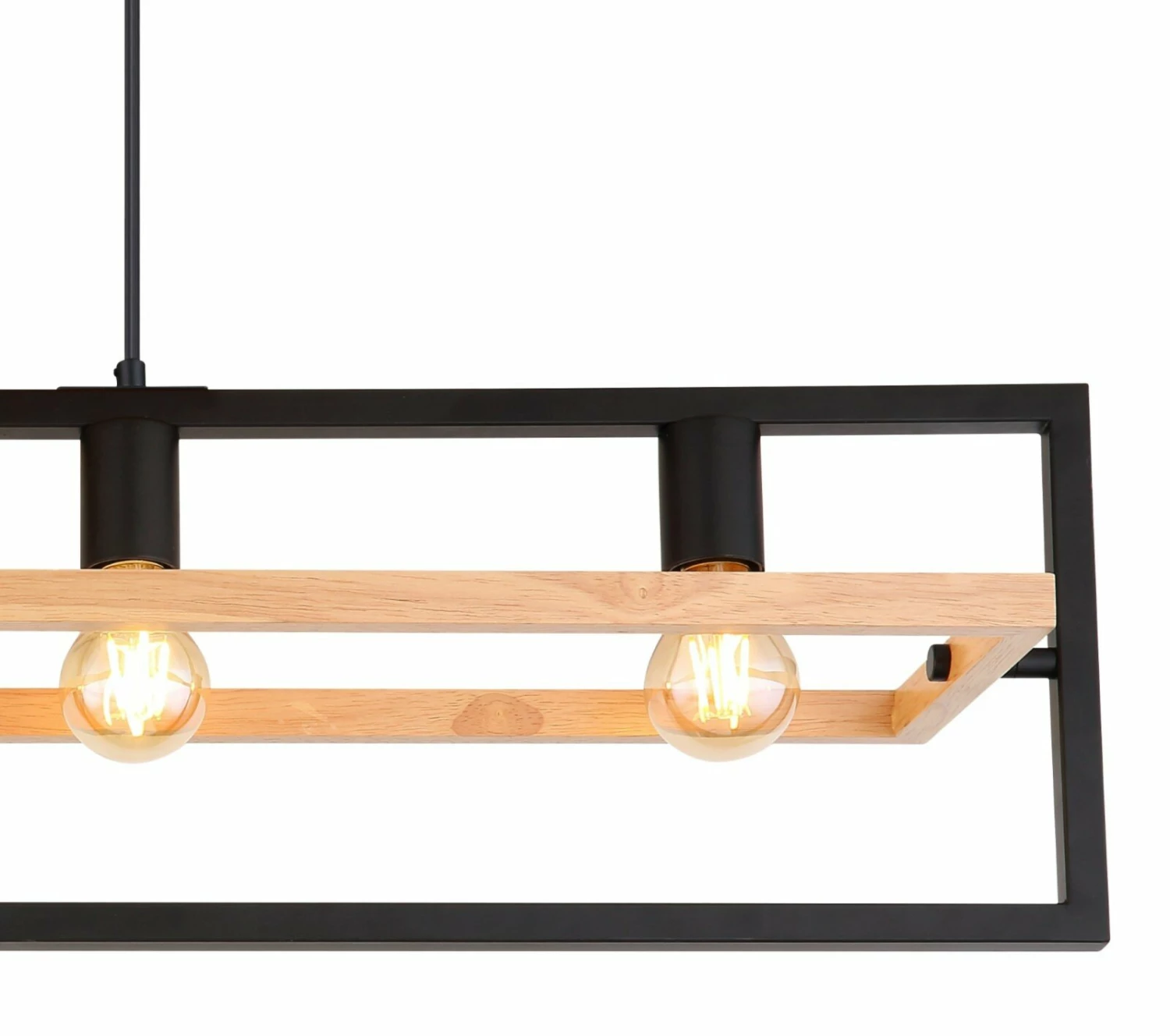 Pendelleuchte - dunkelbraun-schwarz - Holz-Metall - 150 cm – Bild 3