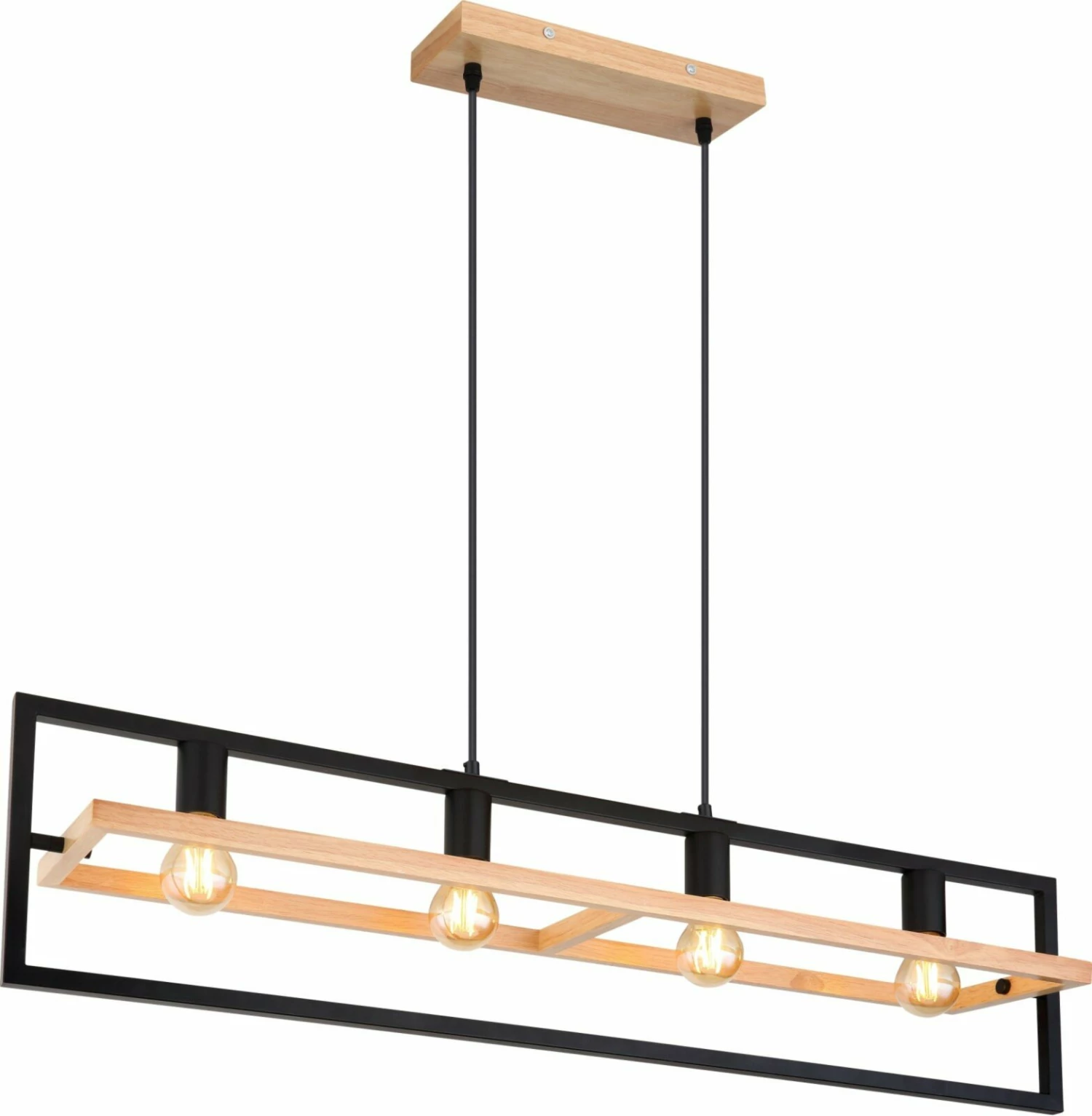 Pendelleuchte - dunkelbraun-schwarz - Holz-Metall - 150 cm