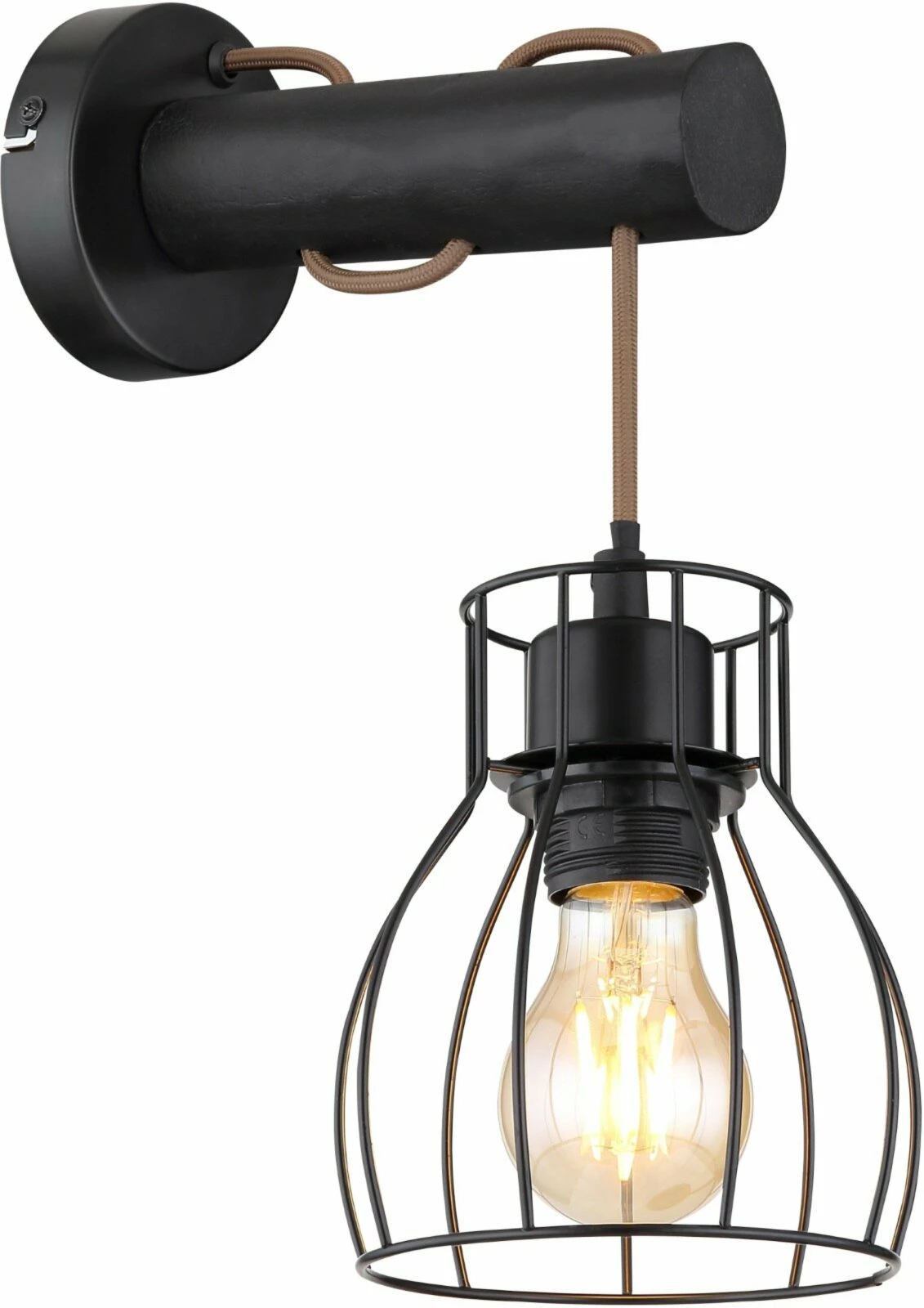 Wandleuchte - schwarz - Kippschalter - 33 cm