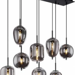 Hängeleuchte - schwarz-grau - 120 cm - 8-flammig