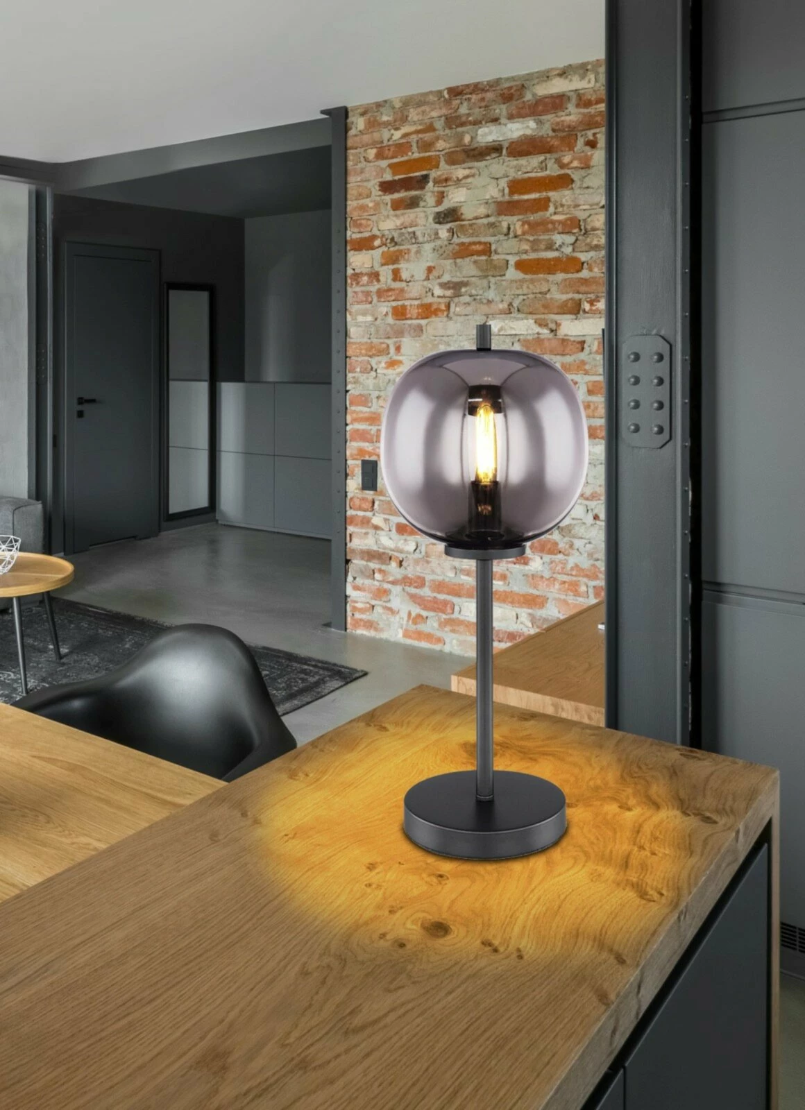 Tischleuchte - schwarz-grau - Wippschalter - 45 cm – Bild 2