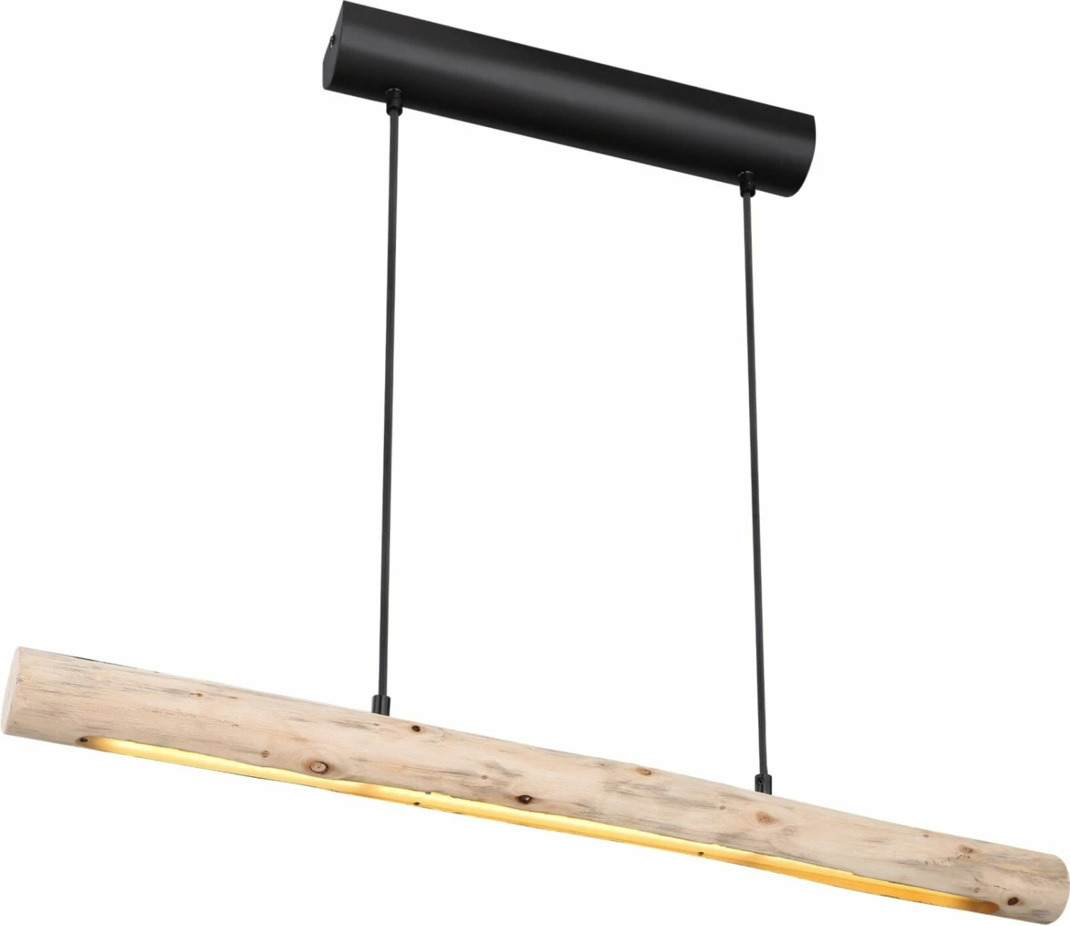LED-HĂ€ngeleuchte - holzfarben-schwarz - 150 cm