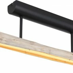 LED-Deckenleuchte - holzfarben-schwarz - 80 cm