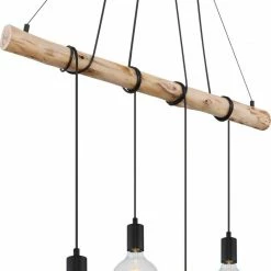 Hängeleuchte - holzfarben-schwarz - 4-flammig