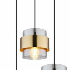 Pendelleuchte - schwarz matt-messingfarben - 120 cm