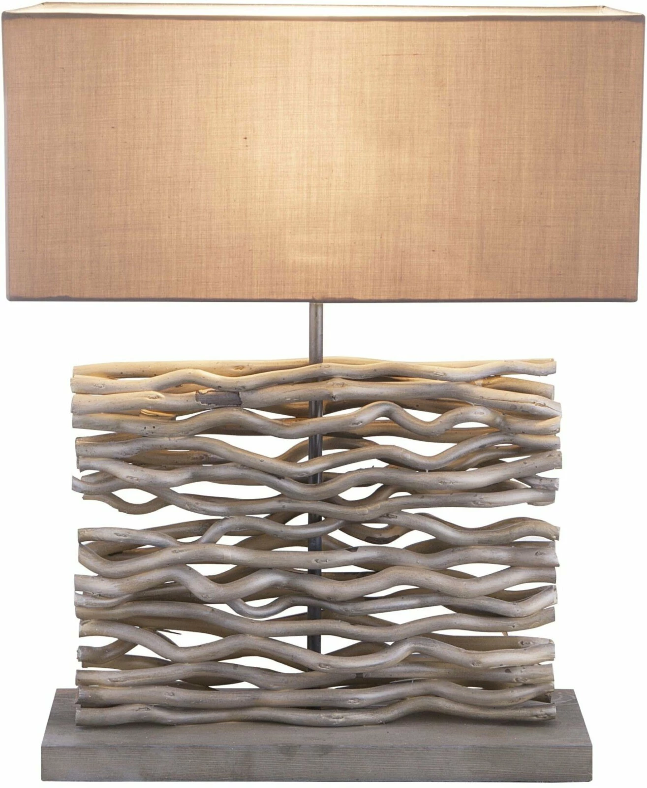 Tischlampe - grau - Holz-Textil - 50 cm hoch – Bild 3