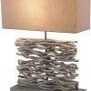 Tischlampe - grau - Holz-Textil - 50 cm hoch