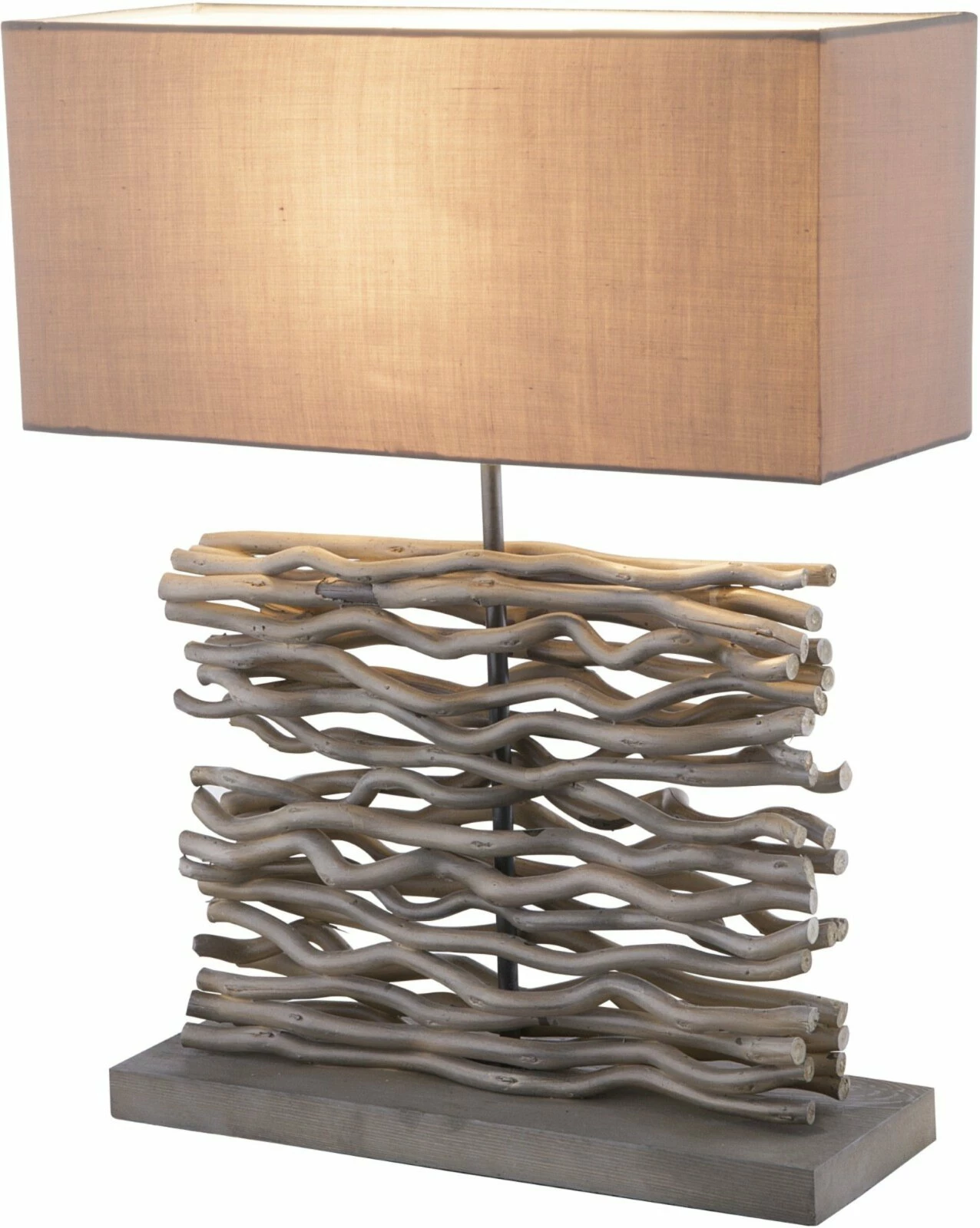 Tischlampe - grau - Holz-Textil - 50 cm hoch