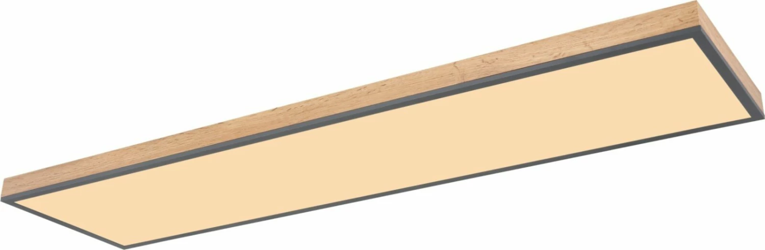 LED-Deckenleuchte - holzfarben-graphit - dimmbar - Fernbedienung