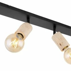 Deckenstrahler - schwarz matt-naturfarben - Metall-Holz