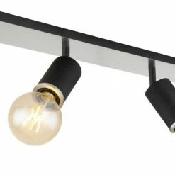 Deckenstrahler - schwarz matt-Nickel matt - burned wood