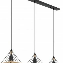 Pendelleuchte - schwarz matt-braun - Metall-Hanfseil - 100 cm