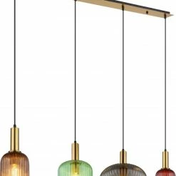 Pendelleuchte - multicolor-messingfarben - Metall - 115 cm