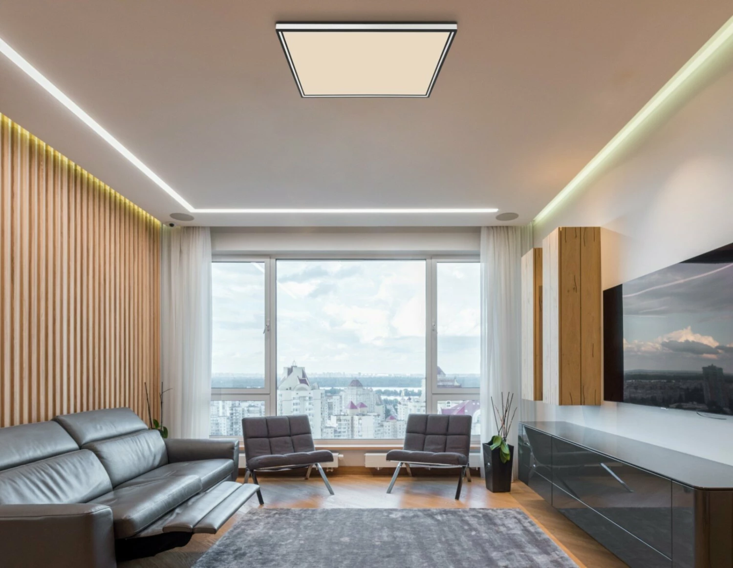 LED-Deckenleuchte - schwarz-chromfarben - dimmbar – Bild 2