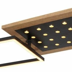 LED-Deckenleuchte - schwarz-holzfarben - 63,5 cm