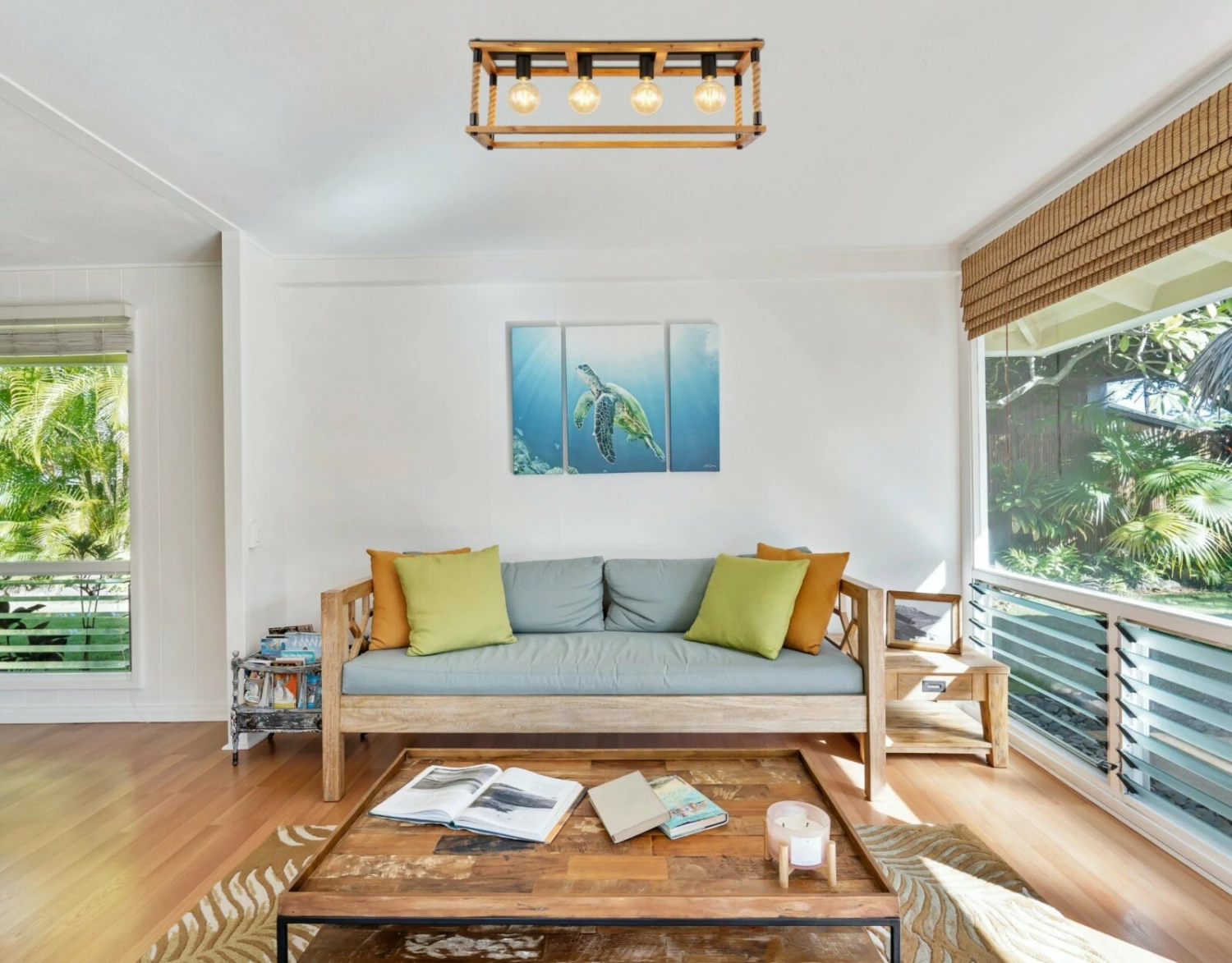 Deckenlampe - schwarz-natur - Hanfseiloptik - 4-flammig – Bild 2