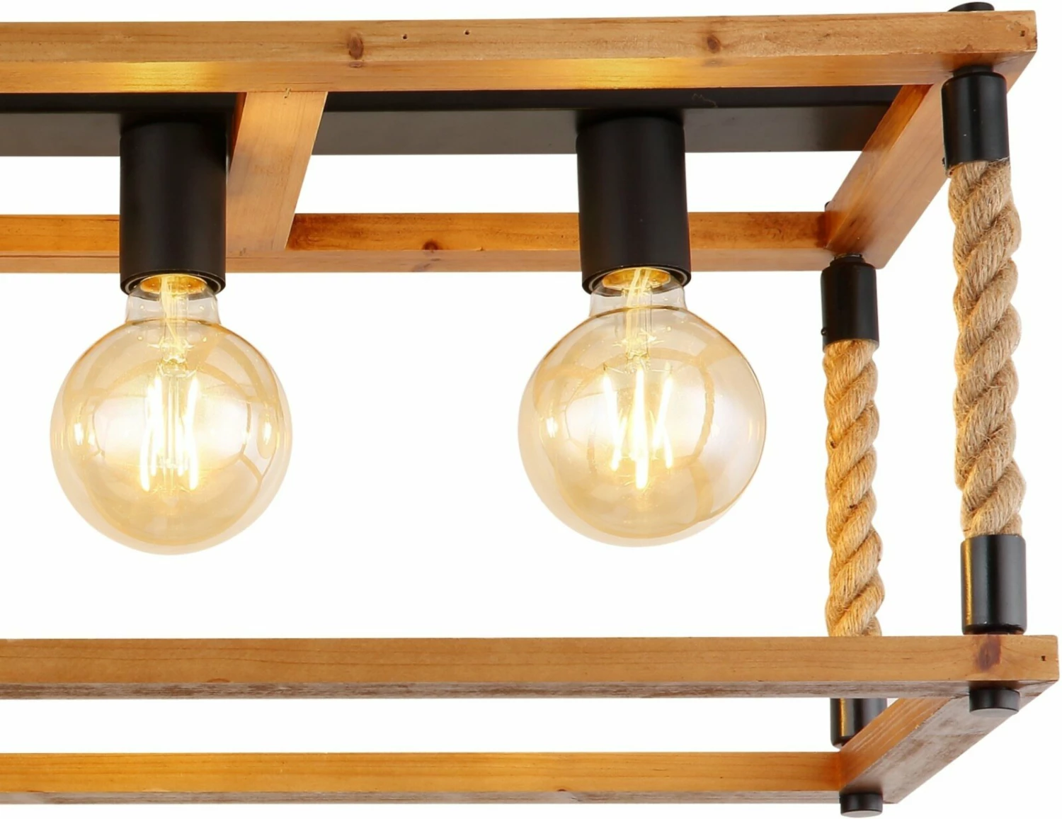 Deckenlampe - schwarz-natur - Hanfseiloptik - 4-flammig – Bild 3