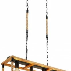 Pendelleuchte - schwarz-natur - Hanfseiloptik - 4-flammig