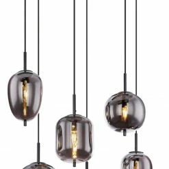 Pendelleuchte - schwarz - Metall-Glas - 80 cm breit